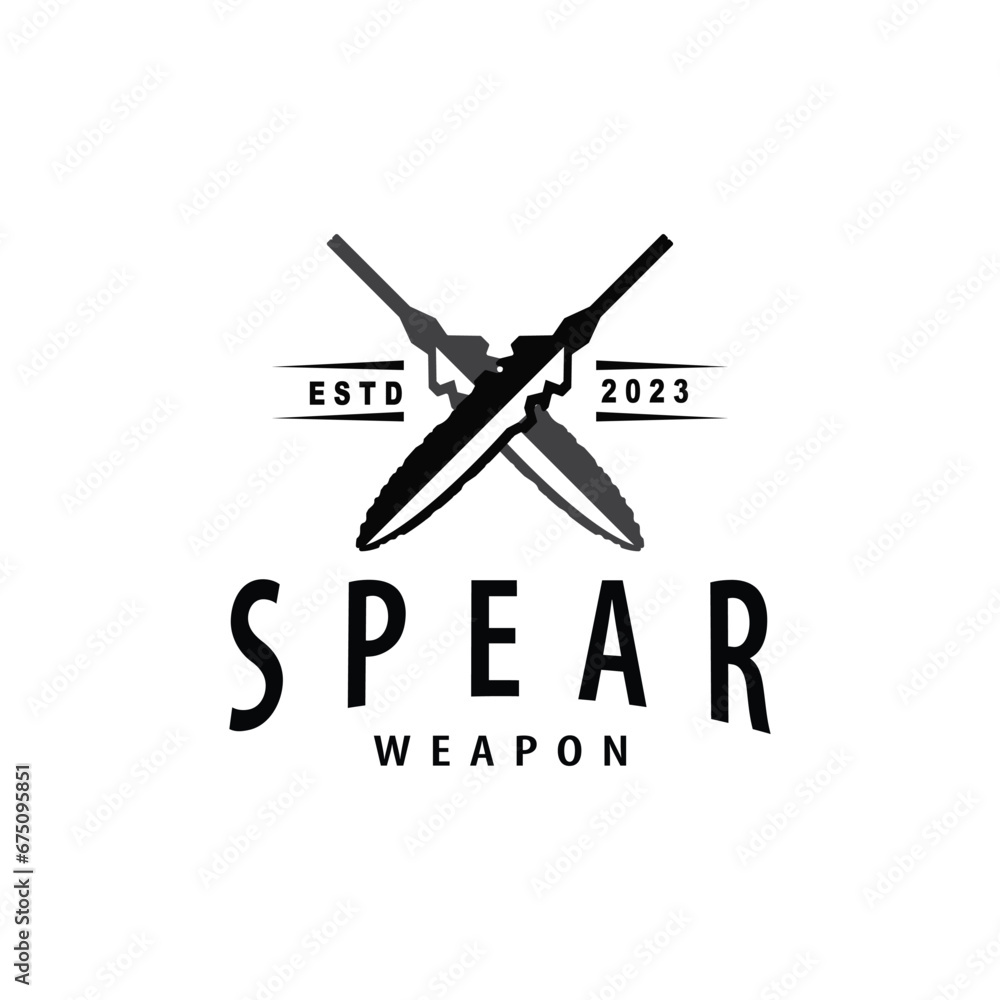 Spear Logo, Arrowhead Weapon Design Hunting Spear Simple Vintage Retro Rustic Minimalist Concept