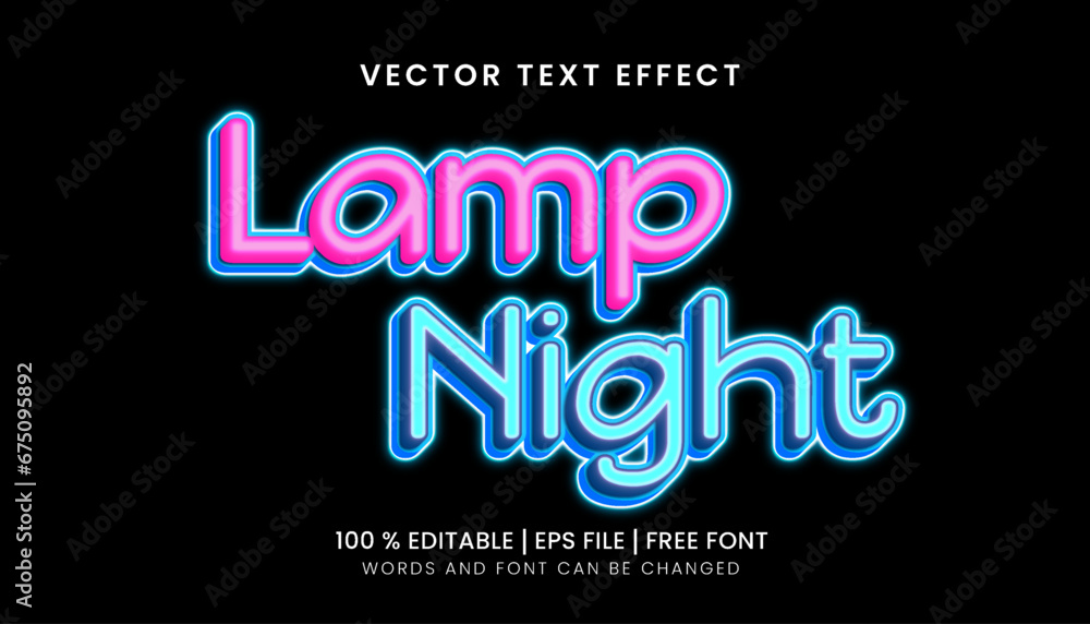 editable vector text effect lamp neon color light poster banner template