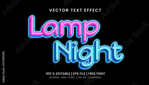 editable vector text effect lamp neon color light poster banner template