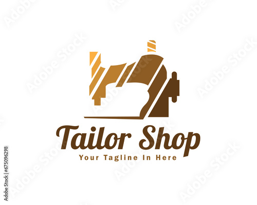 abstract tailor machine service Logo design vector template illustration inspiration