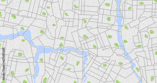 Navigate mapping technology for distance data, path turns. Abstract map with unique lines, geometric patterns background. Huge city top view. Streets, blocks, route for movement on the streets. Vector