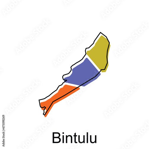 Map City of Bintulu vector design, Malaysia map with borders, cities. logotype element for template design photo