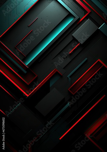 3D black red blue rough grunge technology abstract background