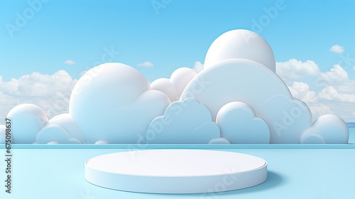 3D Cloud Summer Background Product Display Podium