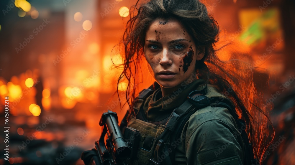 special forces woman in the city at war. special forces woman in the city at war.