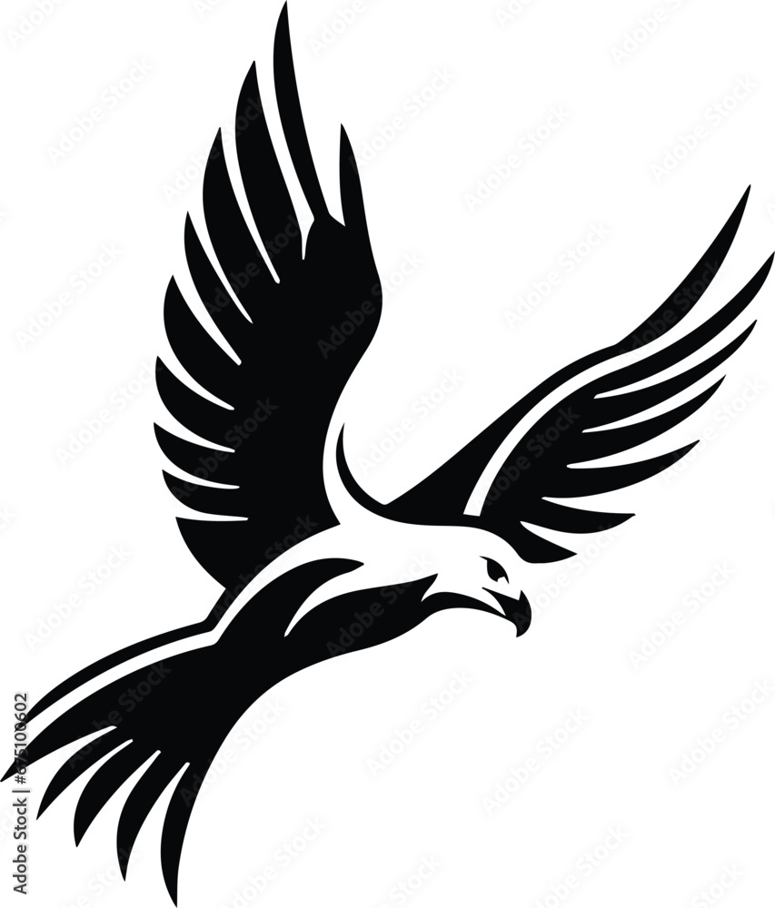 Bird Flying Logo Monochrome Design Style