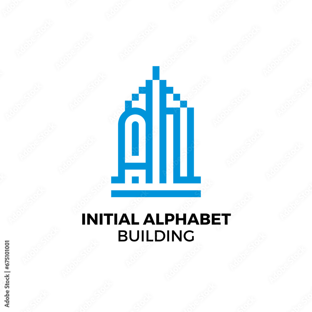 Initial letter AN alphabet building logo