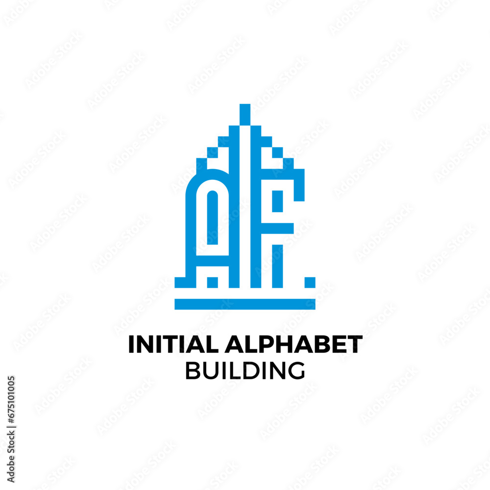 Initial letter AF alphabet building logo