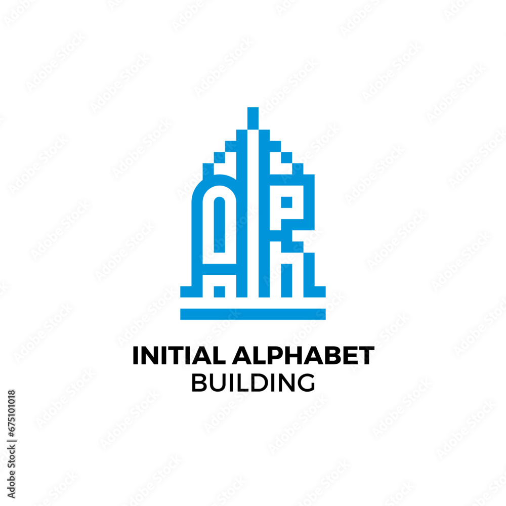 Initial letter AR alphabet building logo