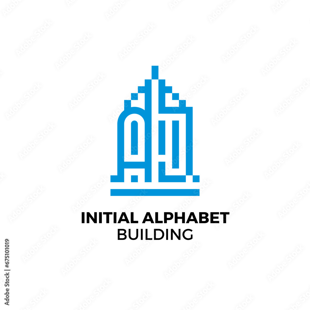 Initial letter AJ alphabet building logo