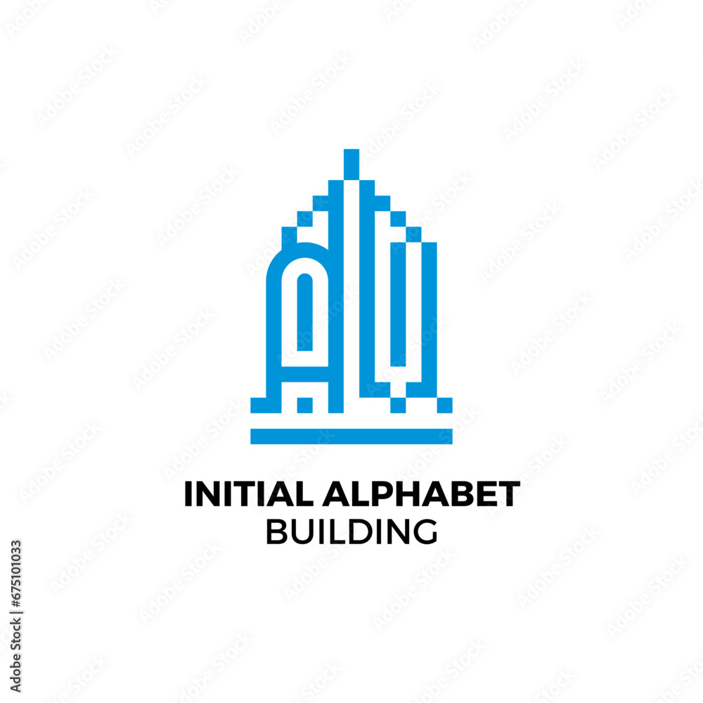 Initial letter AW alphabet building logo