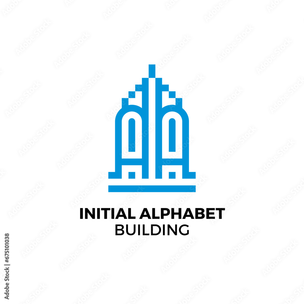 Initial letter AA alphabet building logo