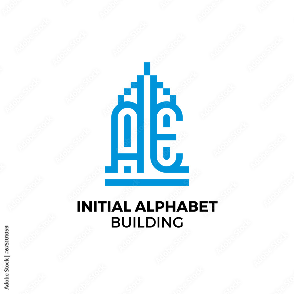 Initial letter AE alphabet building logo