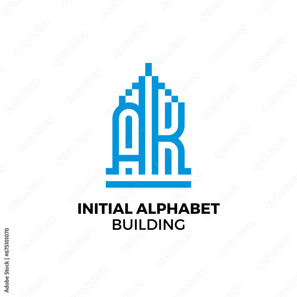 Initial letter AK alphabet building logo