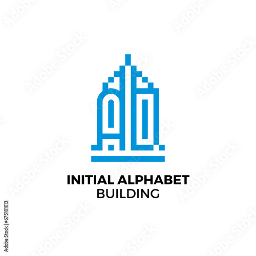 Initial letter A alphabet building logo