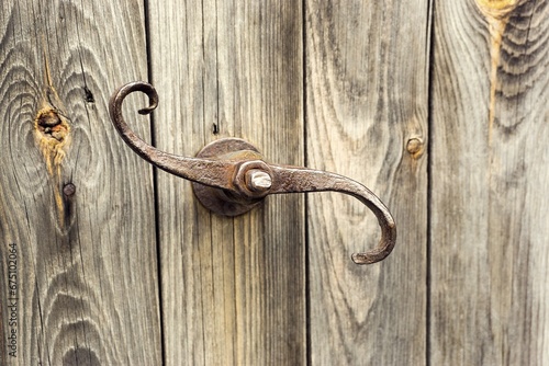 Antique wrought iron door handle