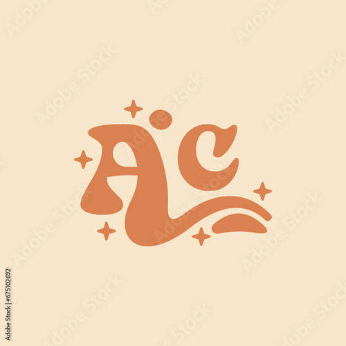letter AC Elegant wedding alphabet. Typography luxury classic lettering serif fonts decorative logo vintage retro concept.