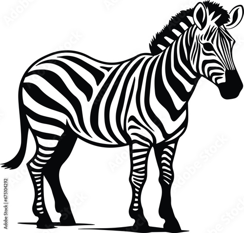 Zebra standing Logo Monochrome Design Style