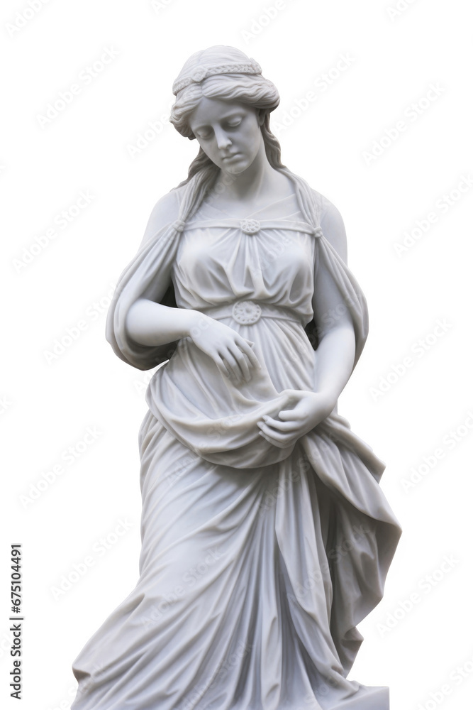 Marble antique statue of Roman-Greek woman isolated on white