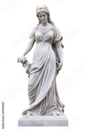 Marble antique statue of Roman-Greek woman isolated on white