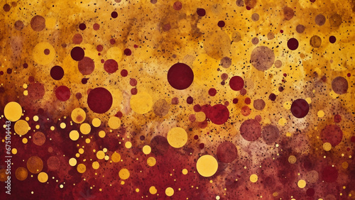 Burgundy and Mustard Painted Dots: Abstract Pattern Background