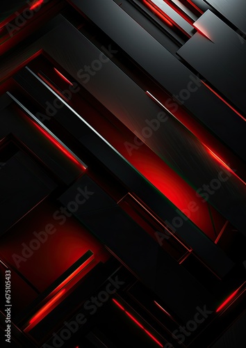Abstract black and red metal shapes technology background
