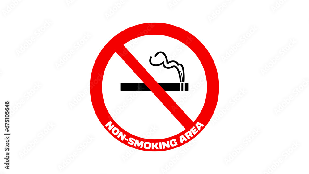 Non-smoking area sign, red and black sign with text in stamp style Non-smoking area sign, red and black sign with text in stamp style