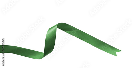 green ribbon on transparent background, PNG image.	