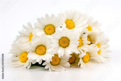 Daisies are isolated on a white background.  Generative AI 
