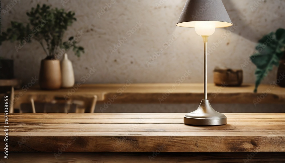Table Lamp Elegance: Wooden Mockup Background Table Lamp Elegance: Wooden Mockup Background