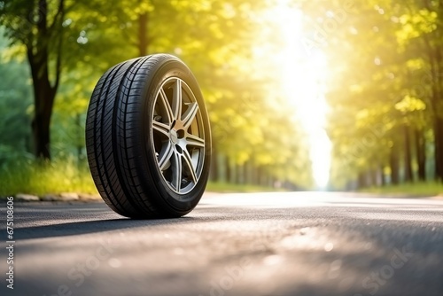 Summer tires on an asphalt road under the sun © Emanuel