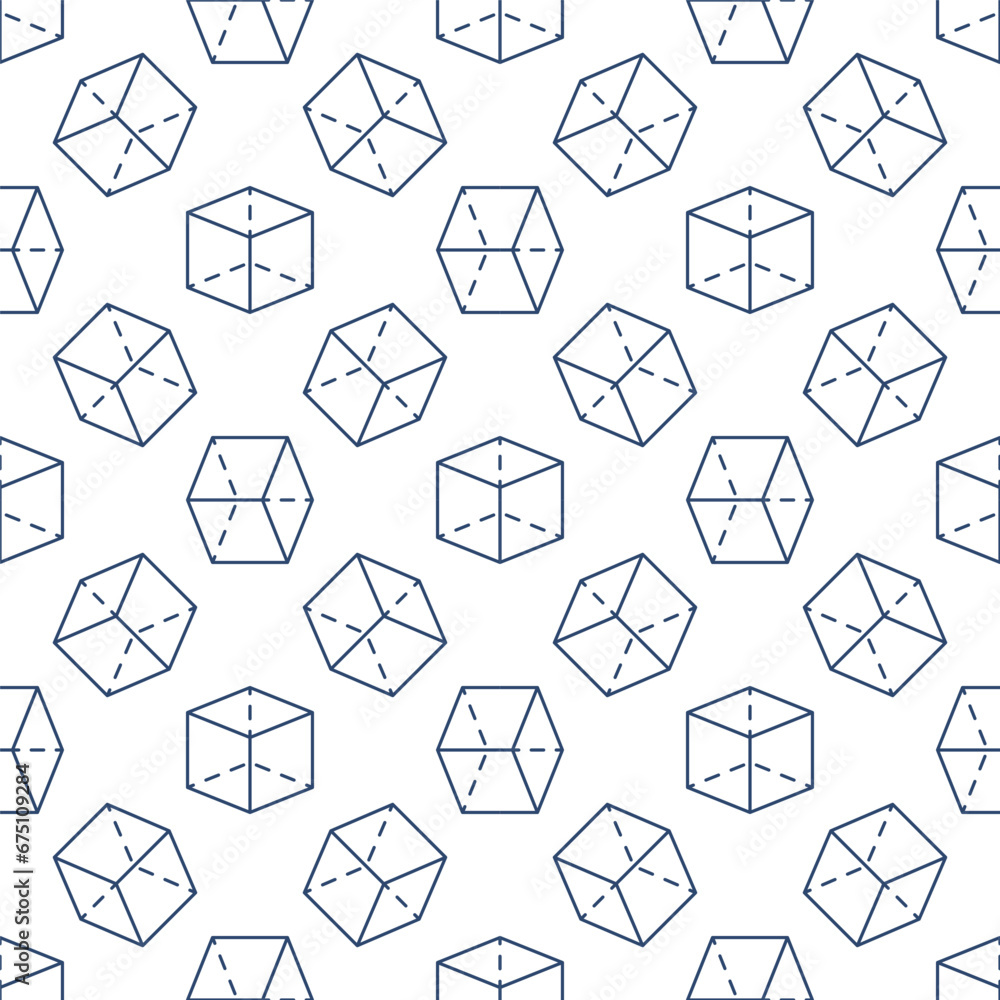 Geometry Science concept vector line seamless pattern with Geometrical Cube symbol Geometry Science concept vector line seamless pattern with Geometrical Cube symbol