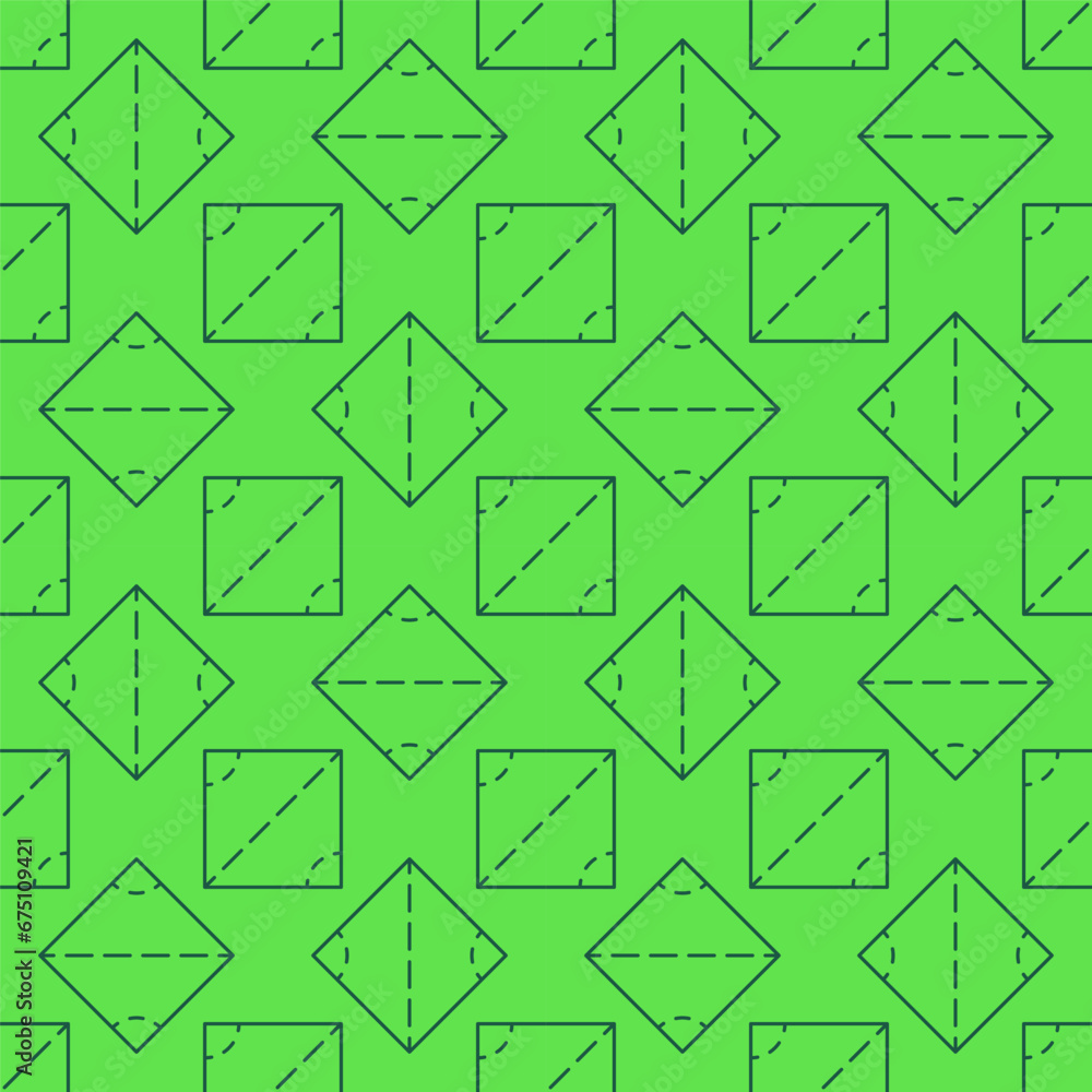 Square Figure thin line green seamless pattern - Geometry Science vector background Square Figure thin line green seamless pattern - Geometry Science vector background