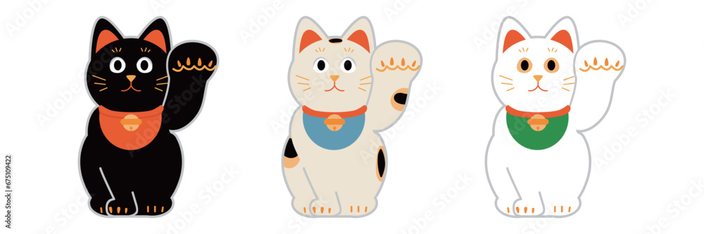 Obraz premium 招き猫 シンプルなイラスト素材