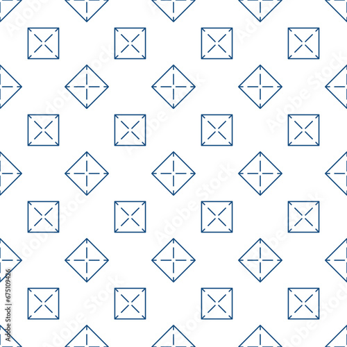 Square Geometric Shape linear seamless pattern - vector Geometry concept background