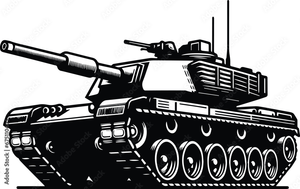 Modern Vintage Tank Simplified Vector Logo Art