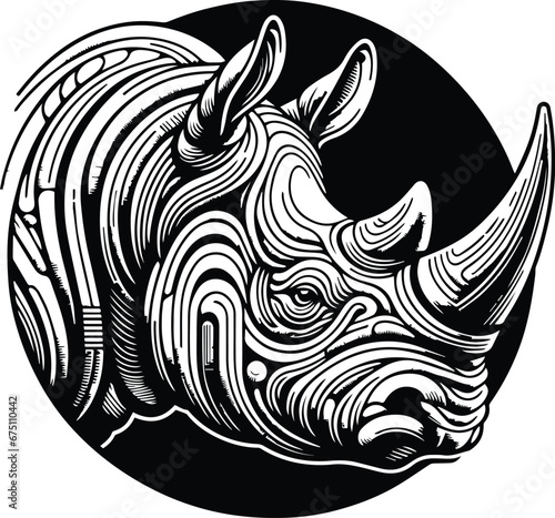 Fototapeta Naklejka Na Ścianę i Meble -  Profile Of A Simple Rhino Vector Logo Art