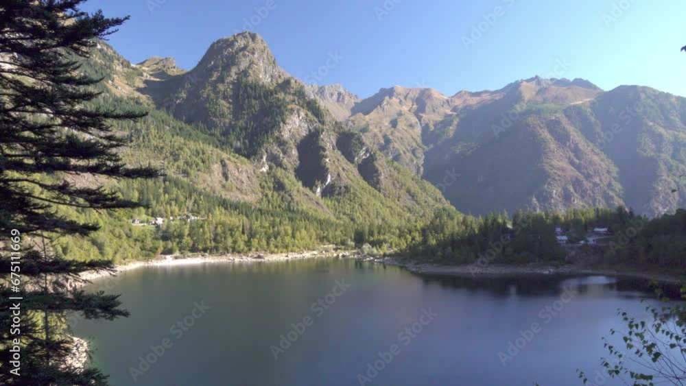 Antrona lake in the Italian alps in the Antrona Valley Natural Park in the Verbano-Cusio-Ossola province in Piedmont, Italy Antrona lake in the Italian alps in the Antrona Valley Natural Park in the Verbano-Cusio-Ossola province in Piedmont, Italy