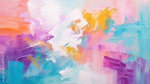Colorful modern artwork  abstract paint strokes  oil painting on canvas.