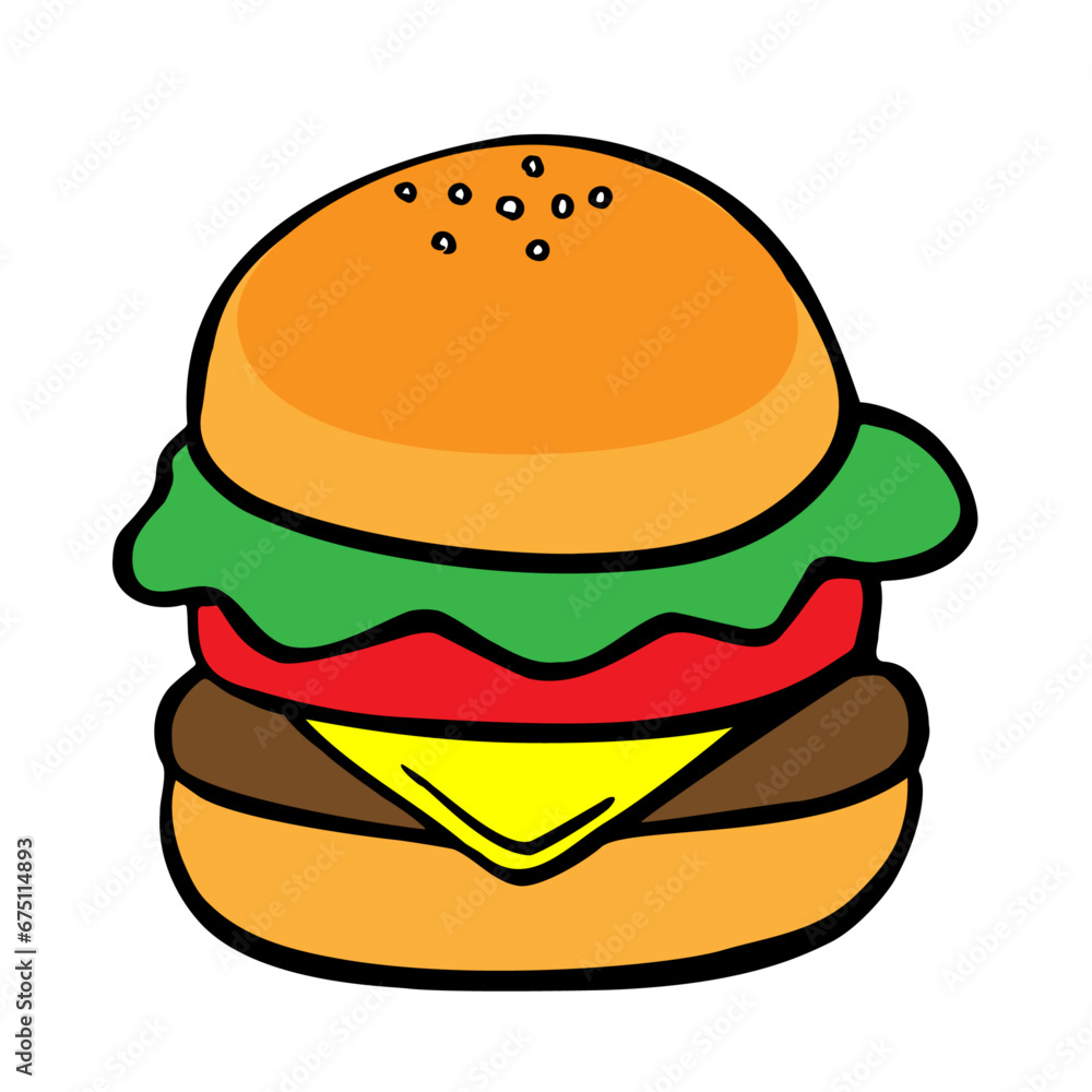 Hand-drawn hamburger illustration Hand-drawn hamburger illustration