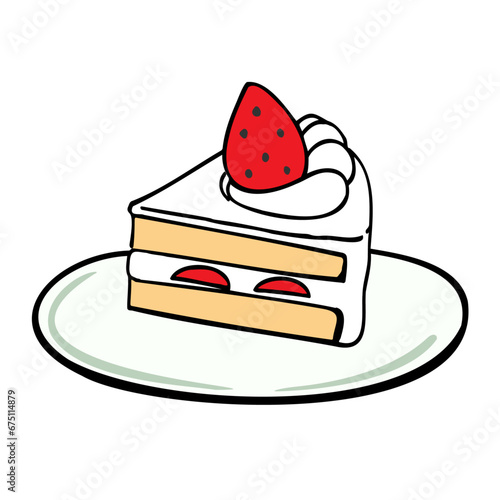 Hand-drawn illustration of strawberry shortcake