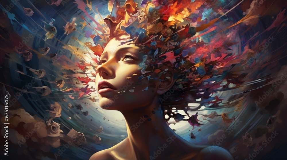 portrait of a woman with creative make up generated by AI portrait of a woman with creative make up generated by AI