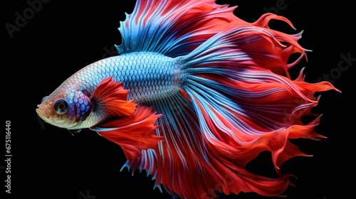 Capture the moving moment of siamese fighting fish isolated on black background. betta fish.