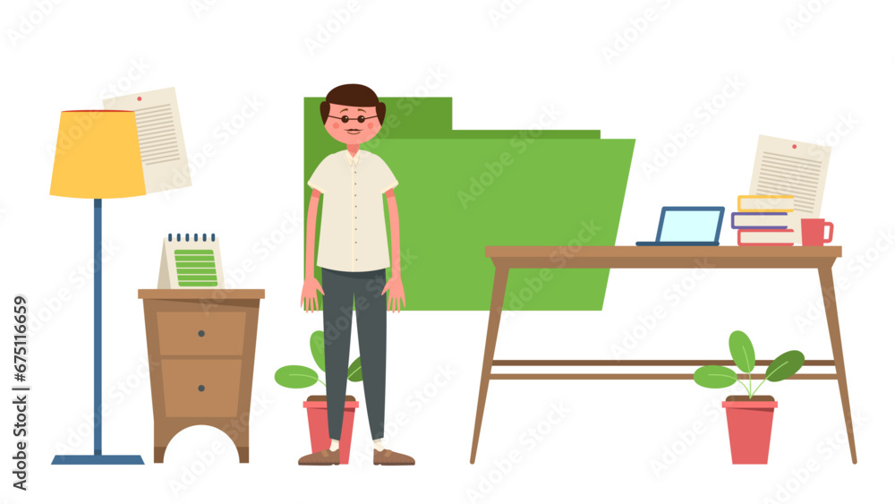 A businessman checking his folder in the office A businessman checking his folder in the office