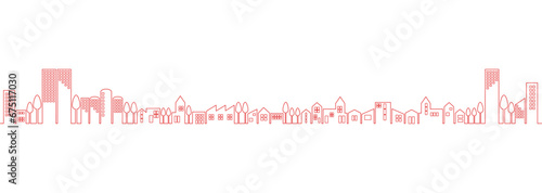 赤白の街並みのベクターイラスト