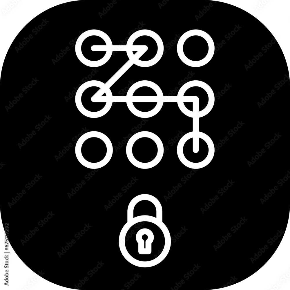 Pattern lock security icon with black filled line outline style. lock, background, pattern, security, safety, password, protection. Vector Illustration Pattern lock security icon with black filled line outline style. lock, background, pattern, security, safety, password, protection. Vector Illustration