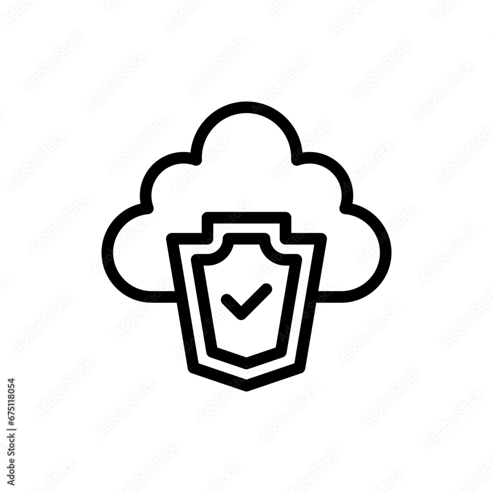 Cloud security lock security icon with black outline style. digital, technology, network, security, internet, information, data. Vector Illustration Cloud security lock security icon with black outline style. digital, technology, network, security, internet, information, data. Vector Illustration