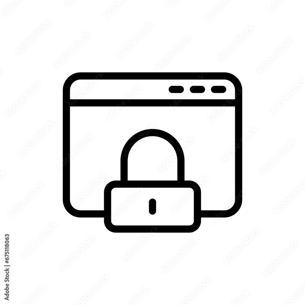 Lock website lock security icon with black outline style. web, lock, website, computer, internet, password, secure. Vector Illustration Lock website lock security icon with black outline style. web, lock, website, computer, internet, password, secure. Vector Illustration