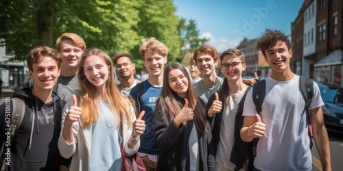 Students Show Thumbs Up Next Door, Signifying a Journey of Retraining, Further Education, and University Studies in Pursuit of Knowledge and Achievement