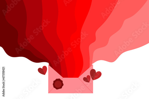 burst love abstract in pink envelope isolated on white vector illustration. for card background mother day valentine couple wedding engagement boyfriend girlfriend heart